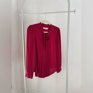 Ann Taylor + Loft Blouse in Deep Raspberry Color